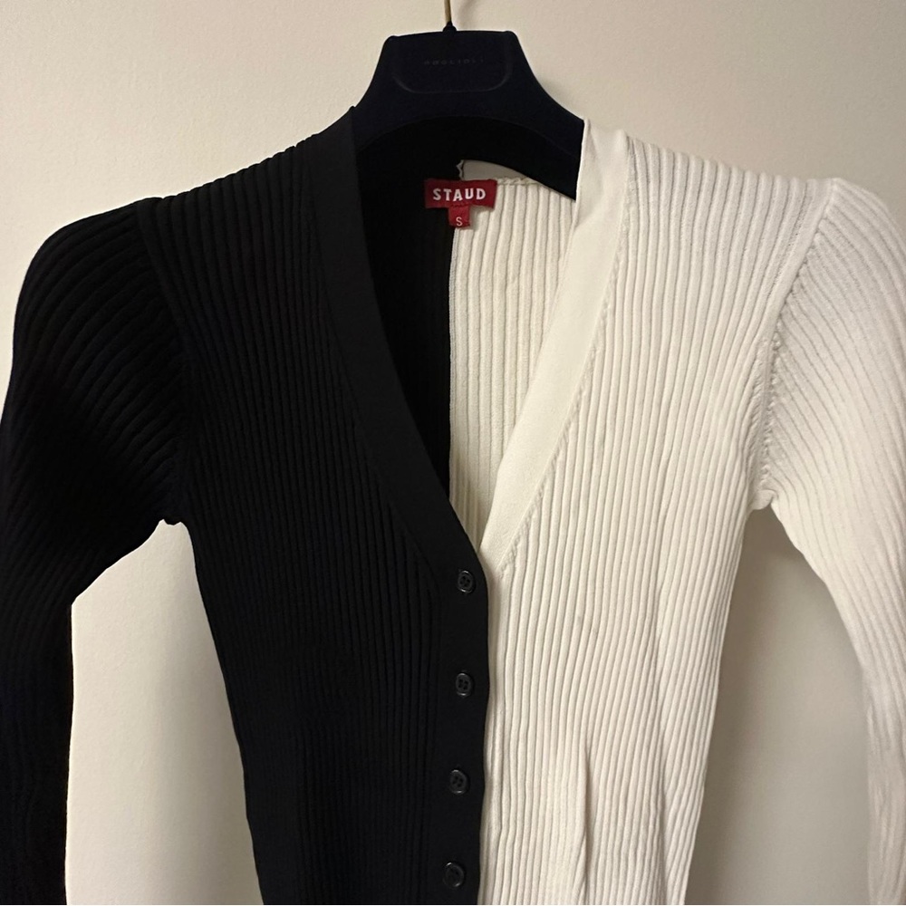 STAUD Shoko Ribbed Color Block Sweater Dress. - Picture 5 of 5